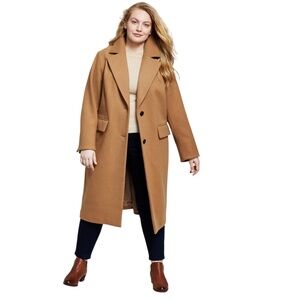 Michael Kors Camel Wool Blend Long Coat Size XL